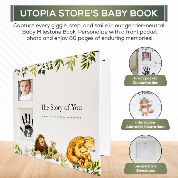 Animal Themed Baby Milestone Book - Picture 3 of 14